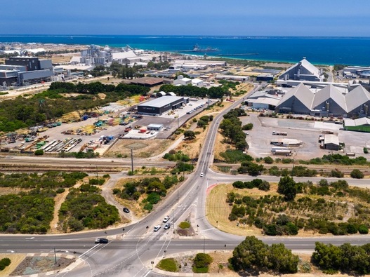 Aerial view of the Kwinana Industrial Area and its facilities.