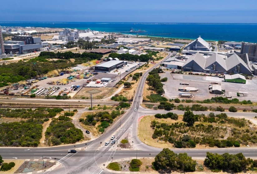 Aerial view of the Kwinana Industrial Area and its facilities.