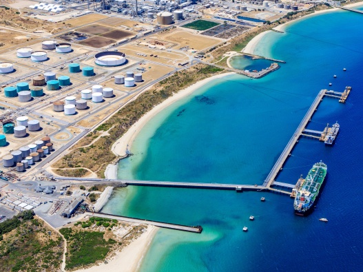 Aerial photo of the Kwinana Industrial Area and its facilities.