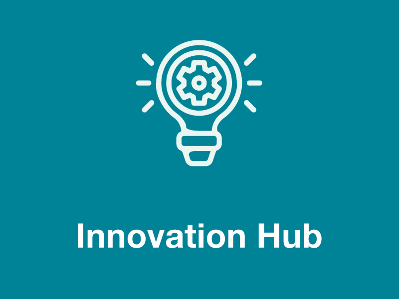 Graphic lightbulb with the text 'Innovation Hub'
