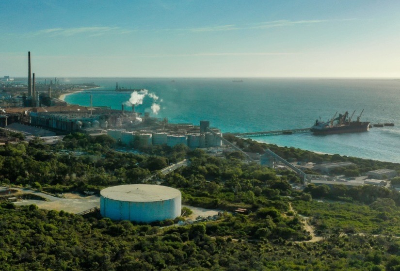 Aerial photo of the Kwinana Industrial Area and its facilities.