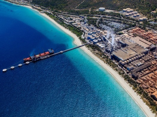 Aerial photo of Kwinana Bulk Terminal coastline.