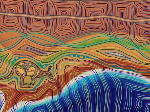 Peter farmer artwork featuring a kangaroo and river.