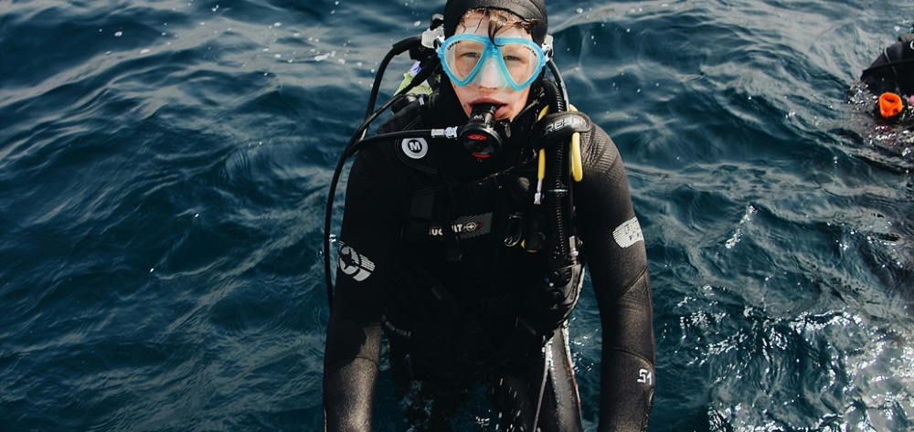 Diver entering the water Diver entering the water