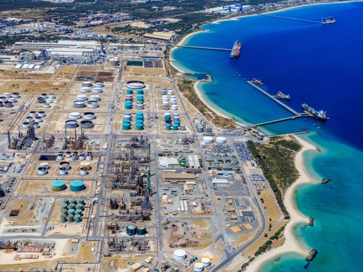 an aerial view of the Kwinana Industrial Area and coastline