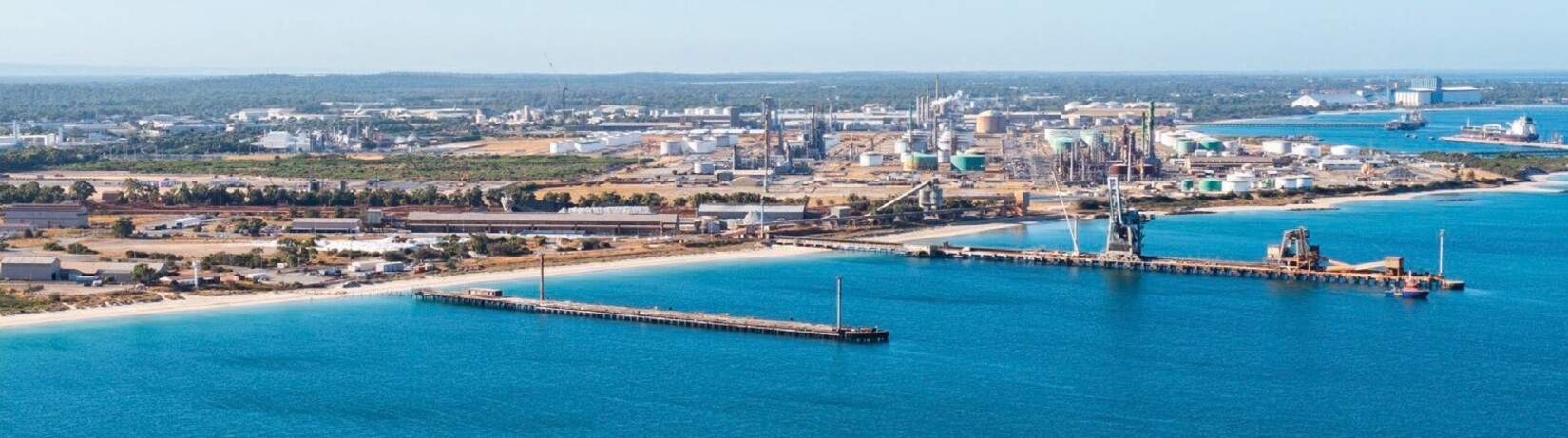 Aerial photo of the Kwinana Industrial Area and its facilities.