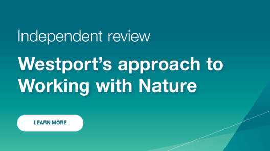A graphic with the text, independent review: Westport's approach to Working with Nature. 