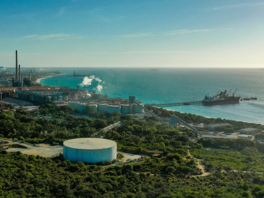 Aerial photo of the Kwinana Industrial Area and its facilities.