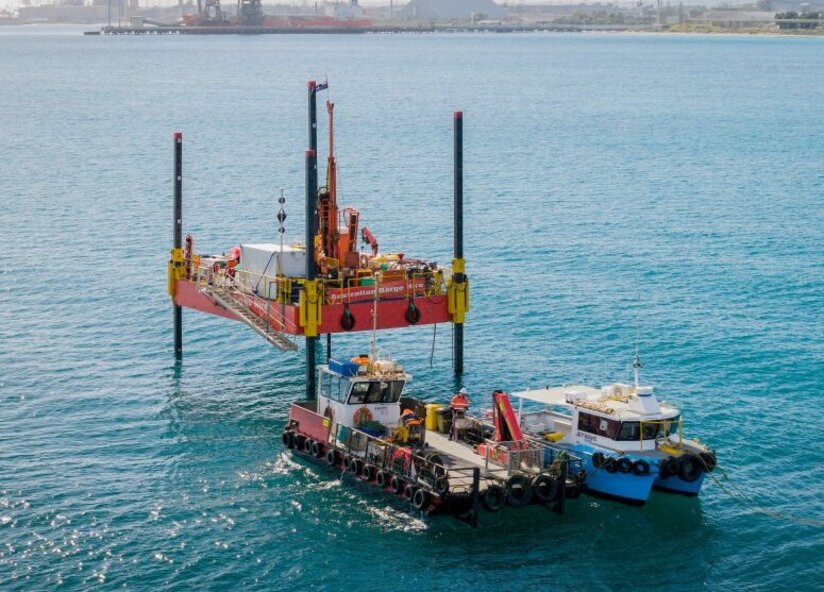 Photo of barge in the Cockburn Sound.